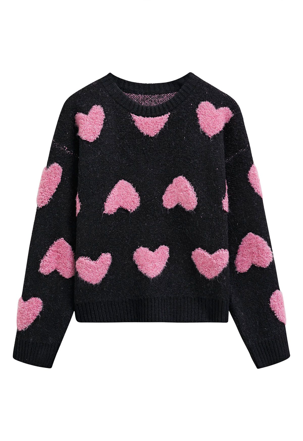 Passionate Love Crew Neck Jacquard Knit Sweater