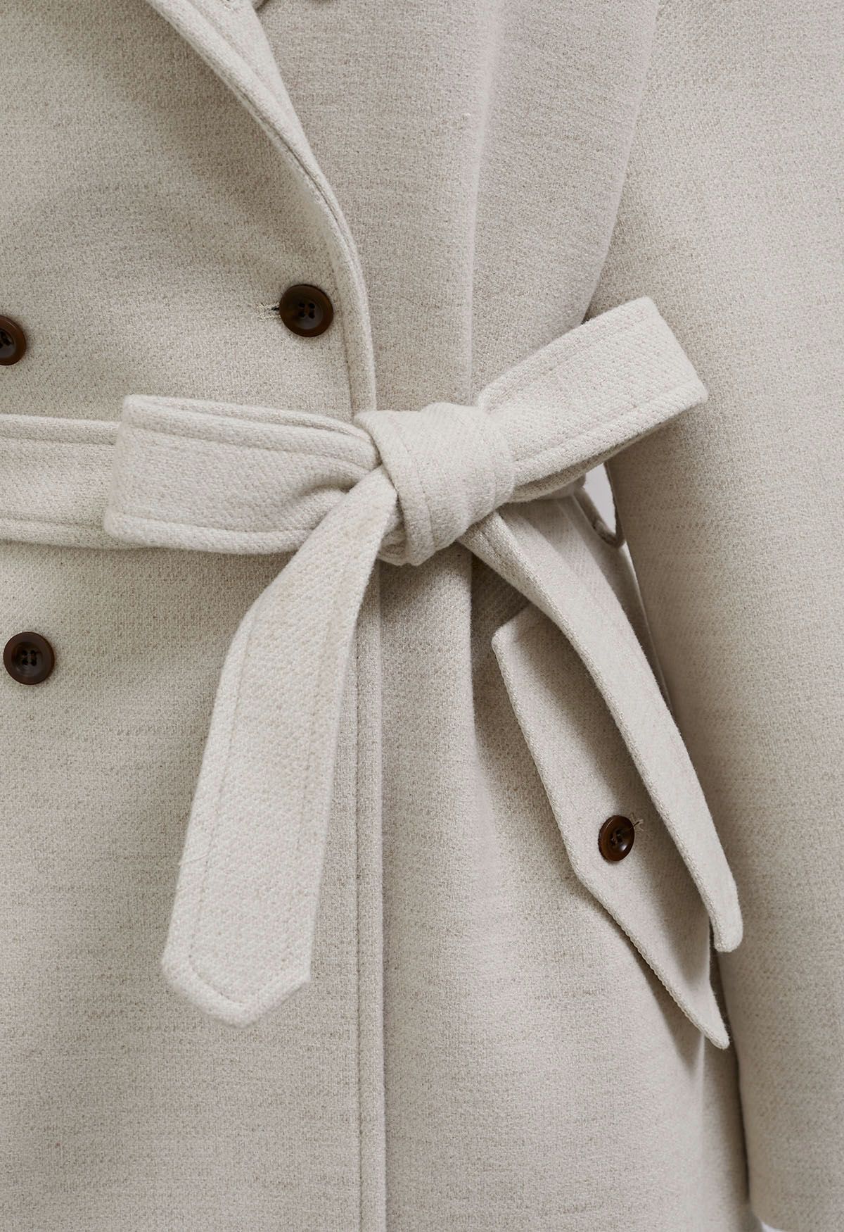 Double-Layer Collar Buttoned Coat in Ivory