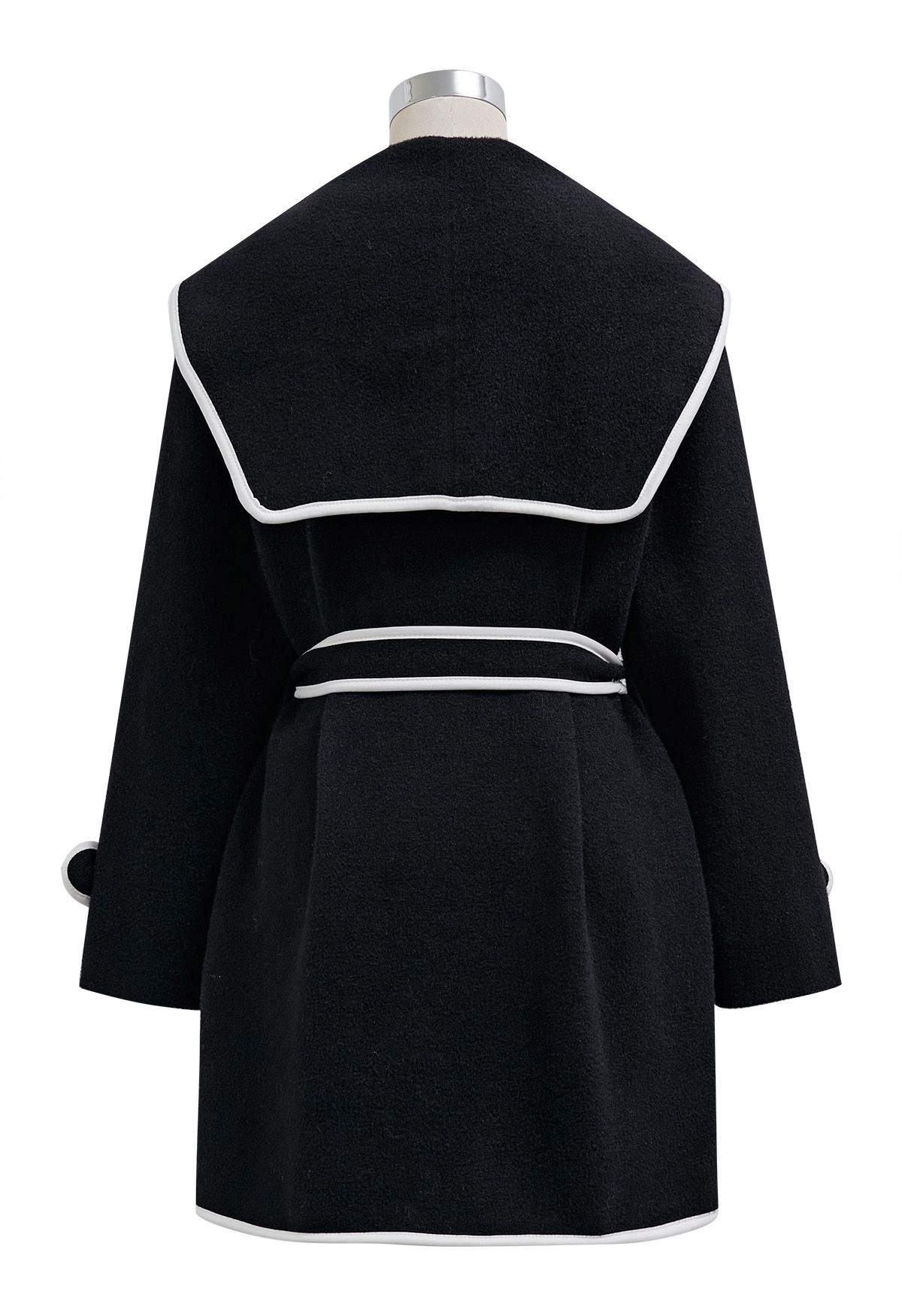 Contrast Edge Wide Lapel Knit Coat