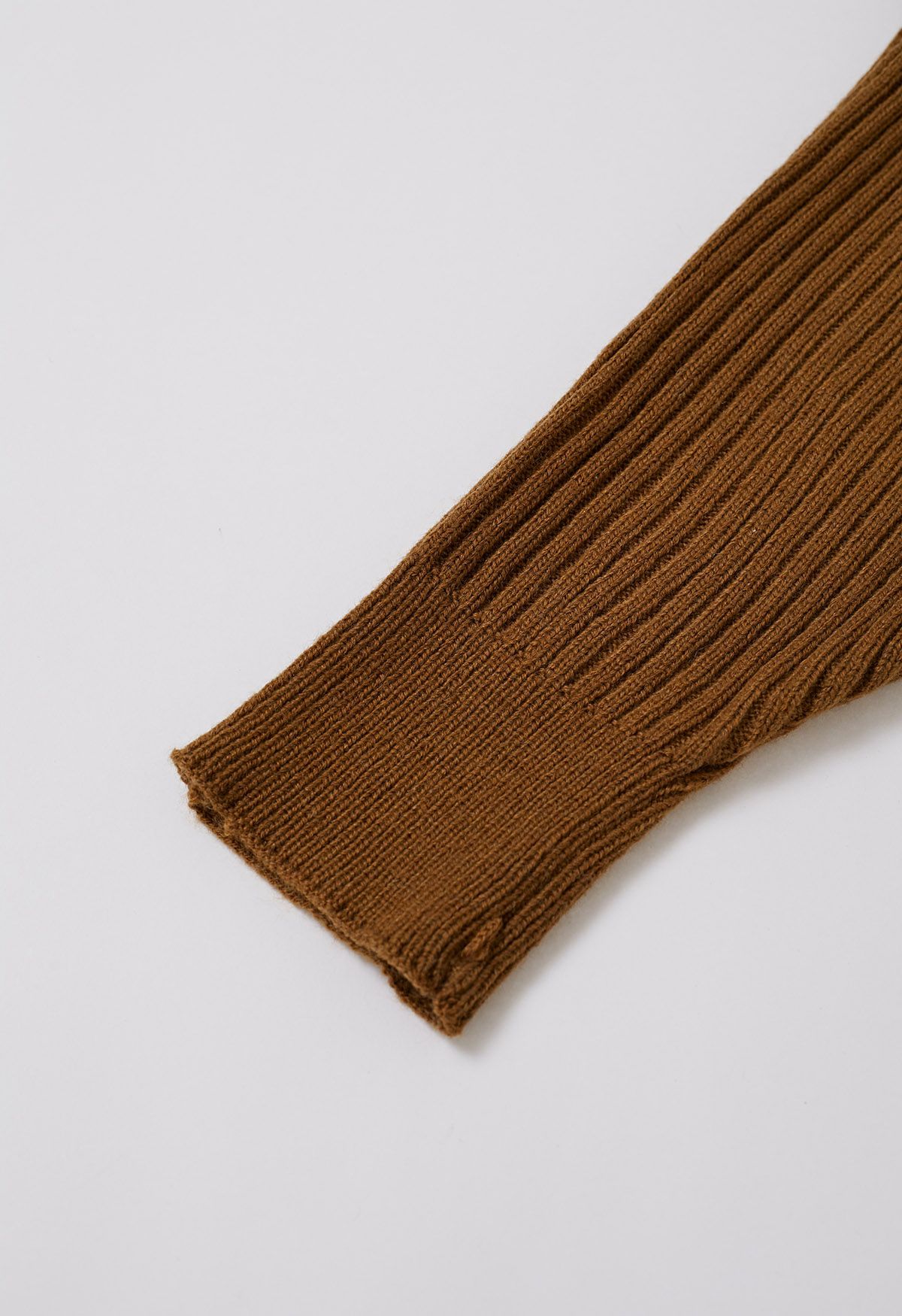 Boat Neck Ribbed Knit Top and Skirt Set in Caramel