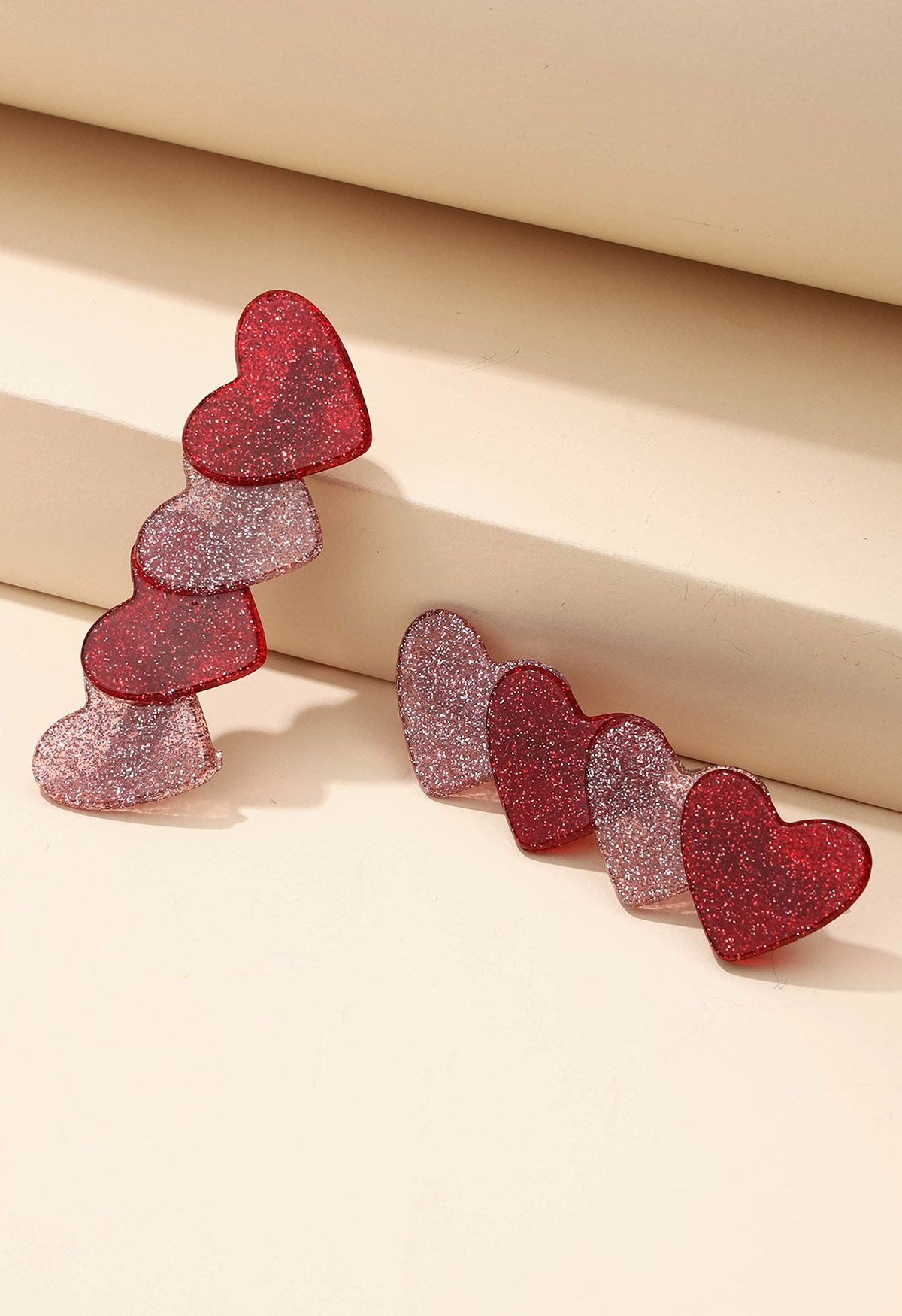 Glittering Hearts Acrylic Hair Clip