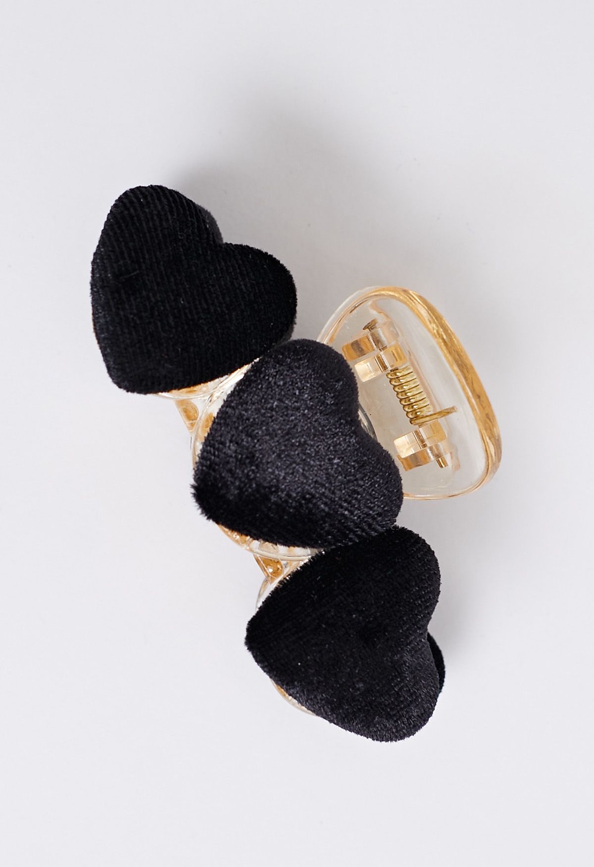 Velvet Heart Shape Hair Claw in Black