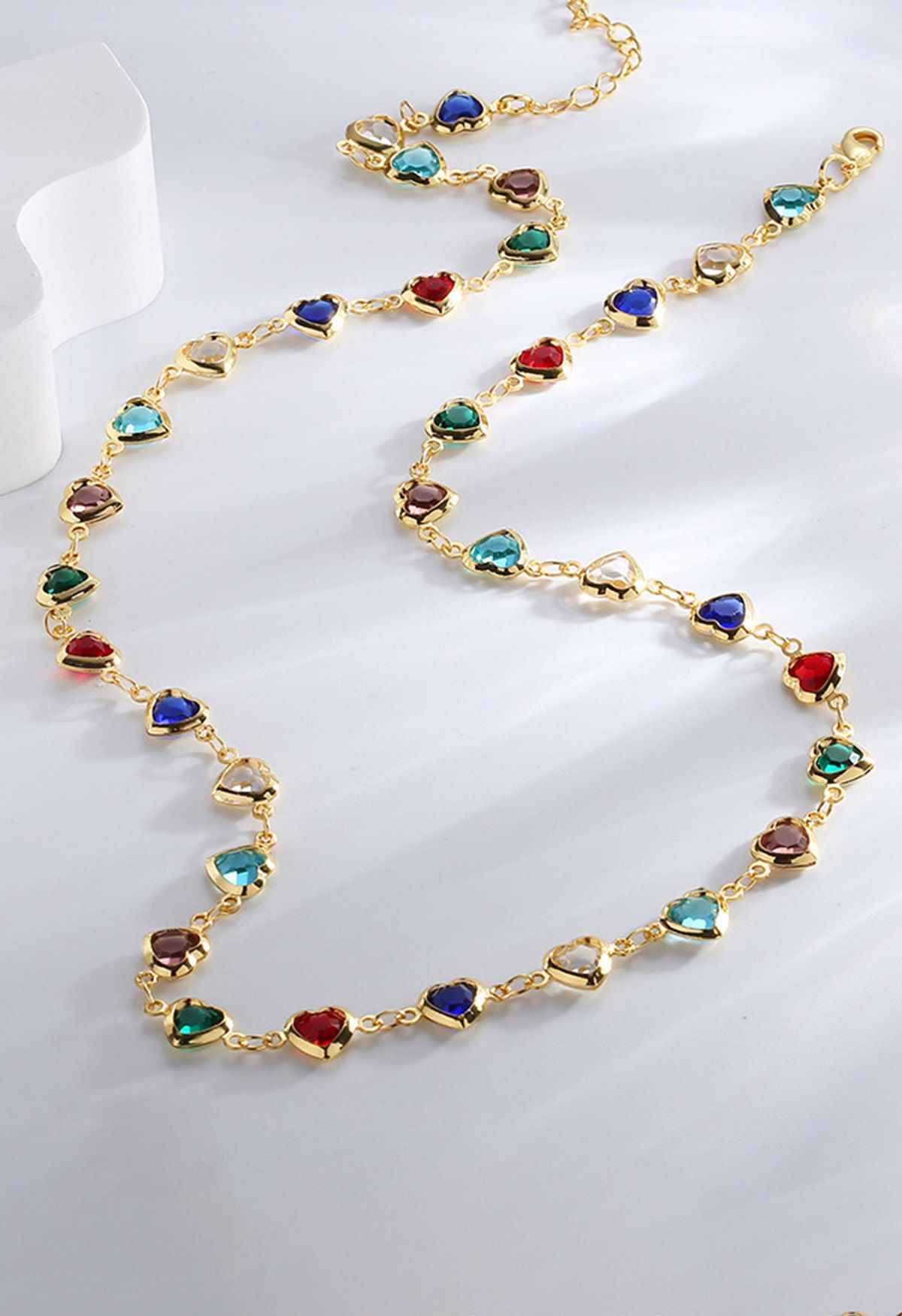 Chromatic Heart Rhinestones Necklace