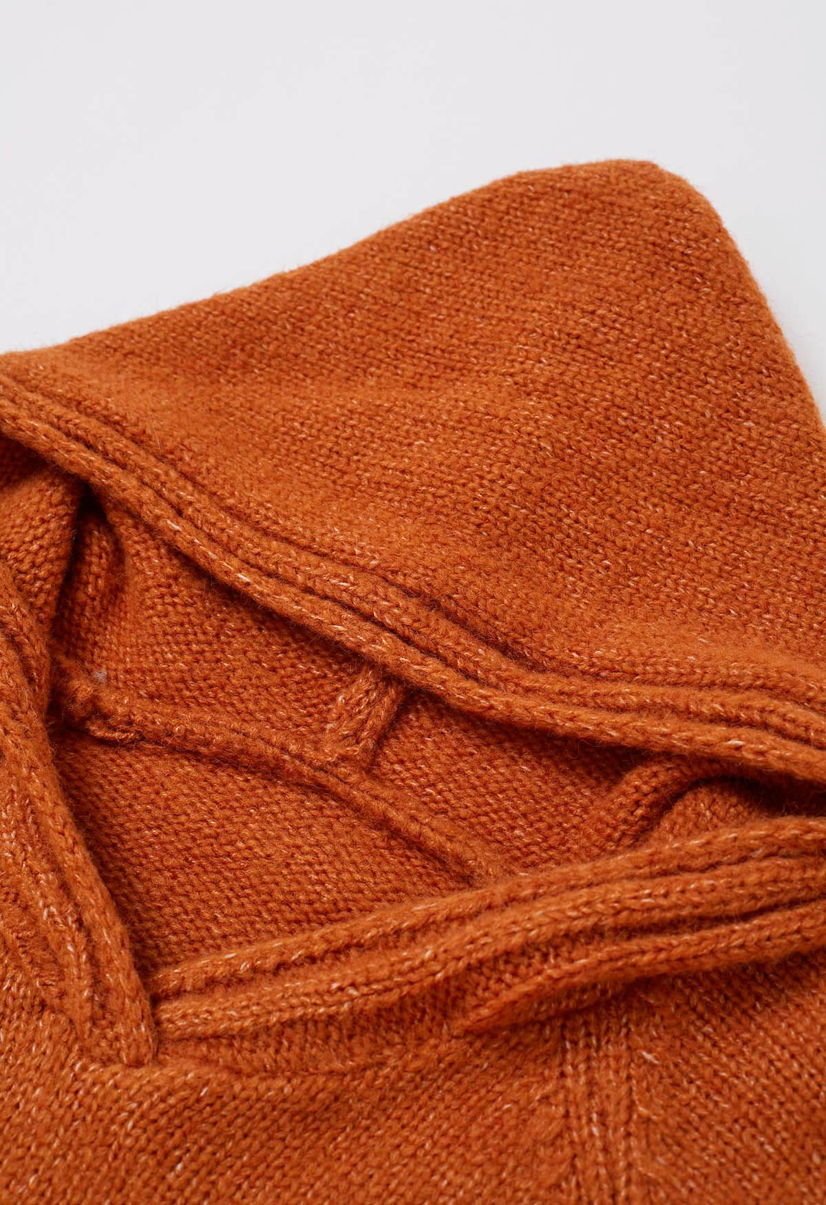 Relaxed-Fit Hooded Knit Sweater in Orange