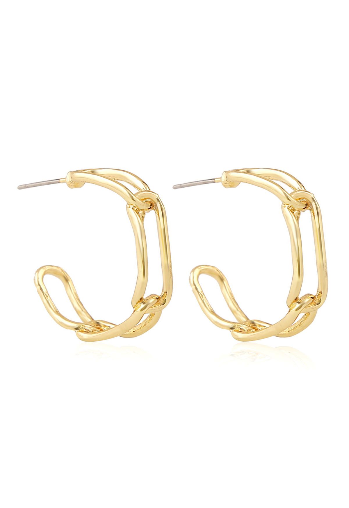 Gold Clip Circle Earrings