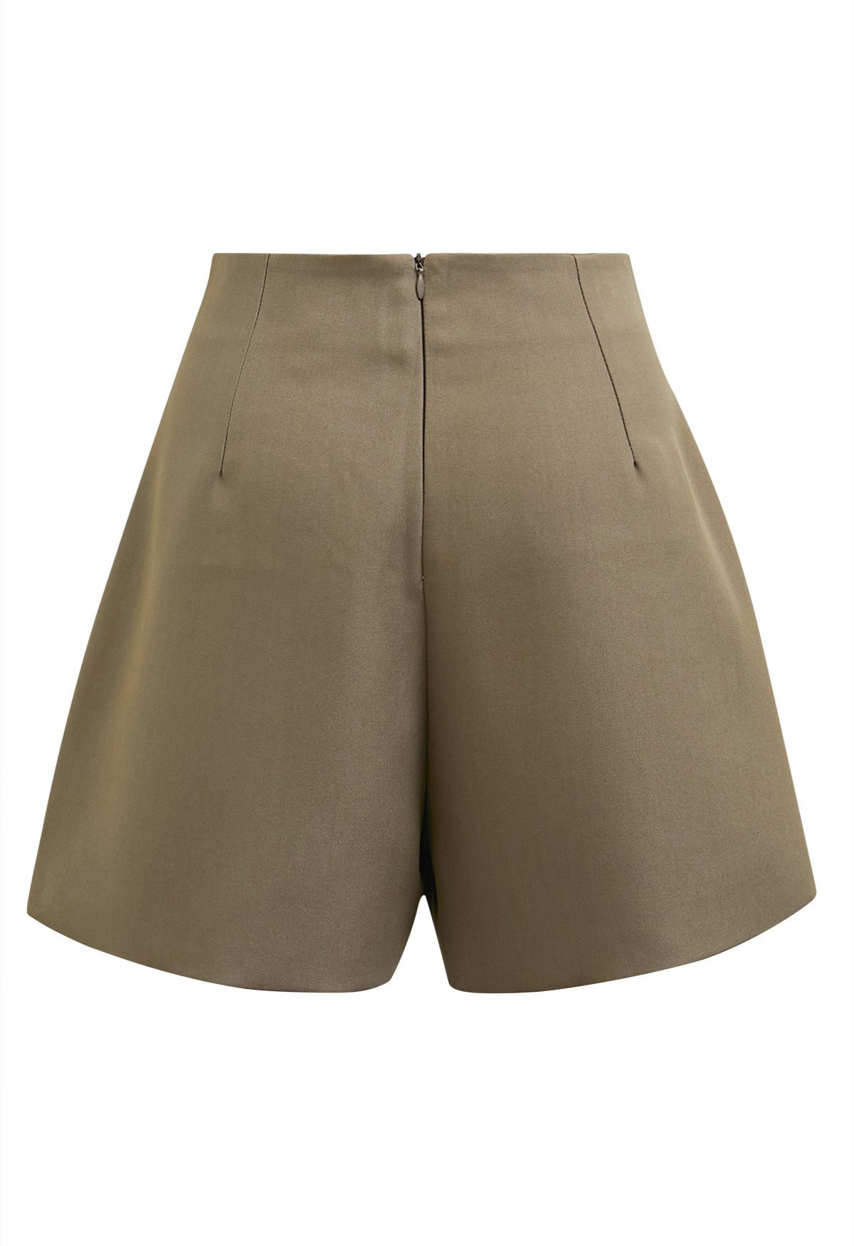 High Waist Flap Pocket Mini Skorts in Khaki