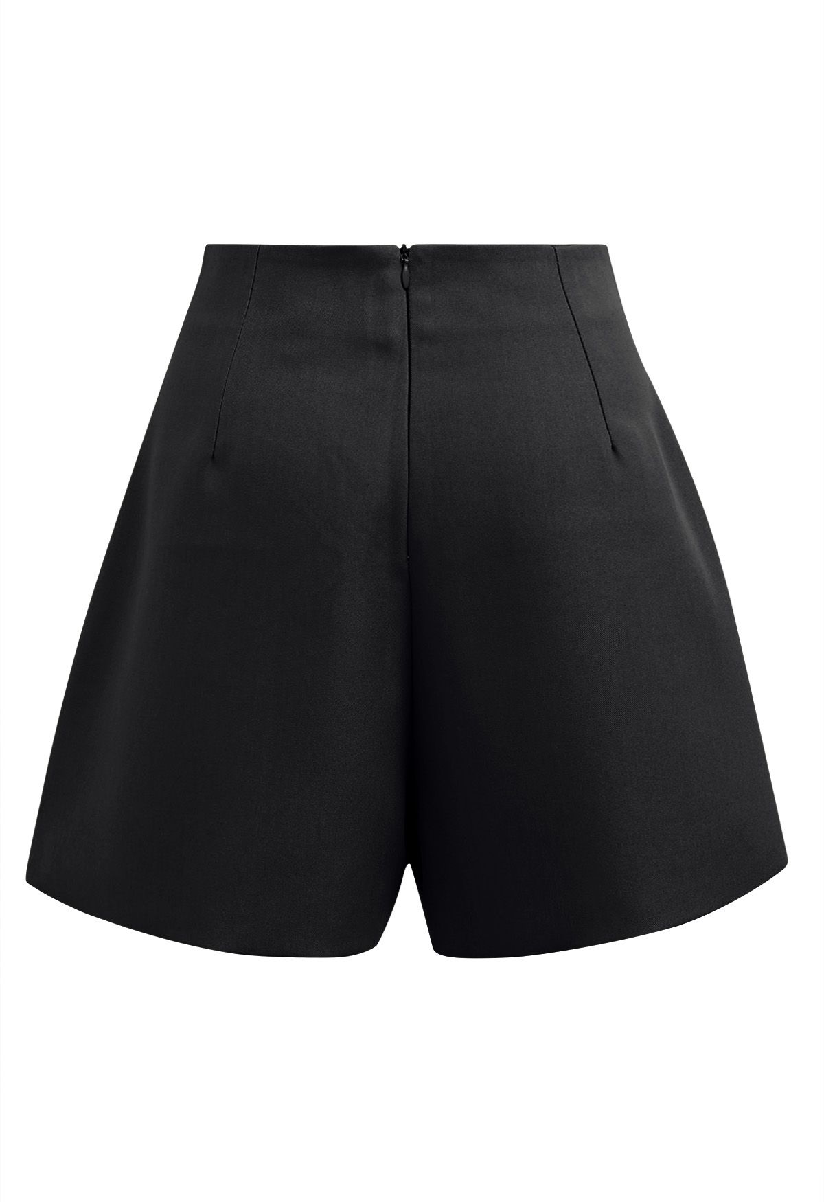 High Waist Flap Pocket Mini Skorts in Black