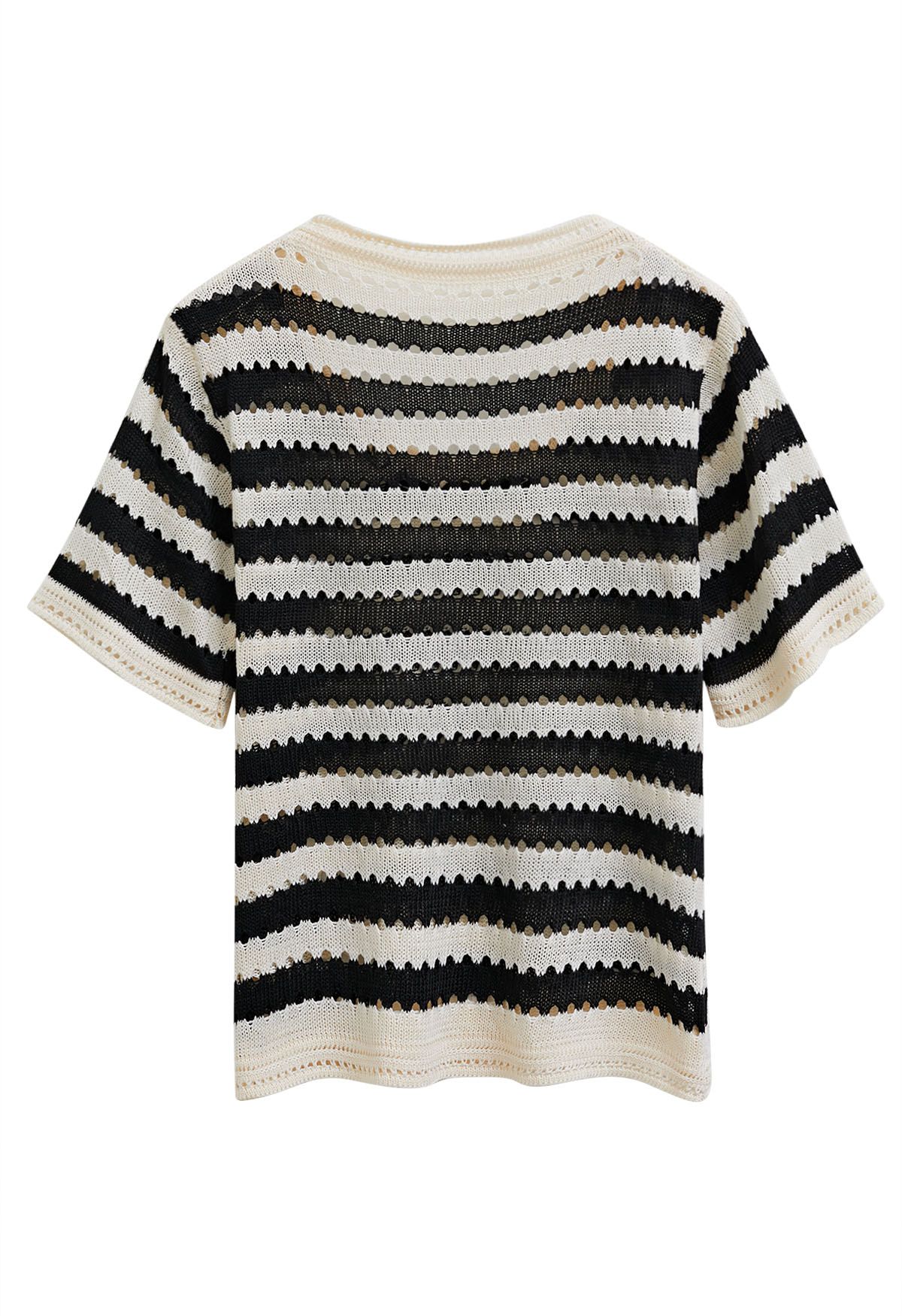 Hollow Out Striped Knit Top