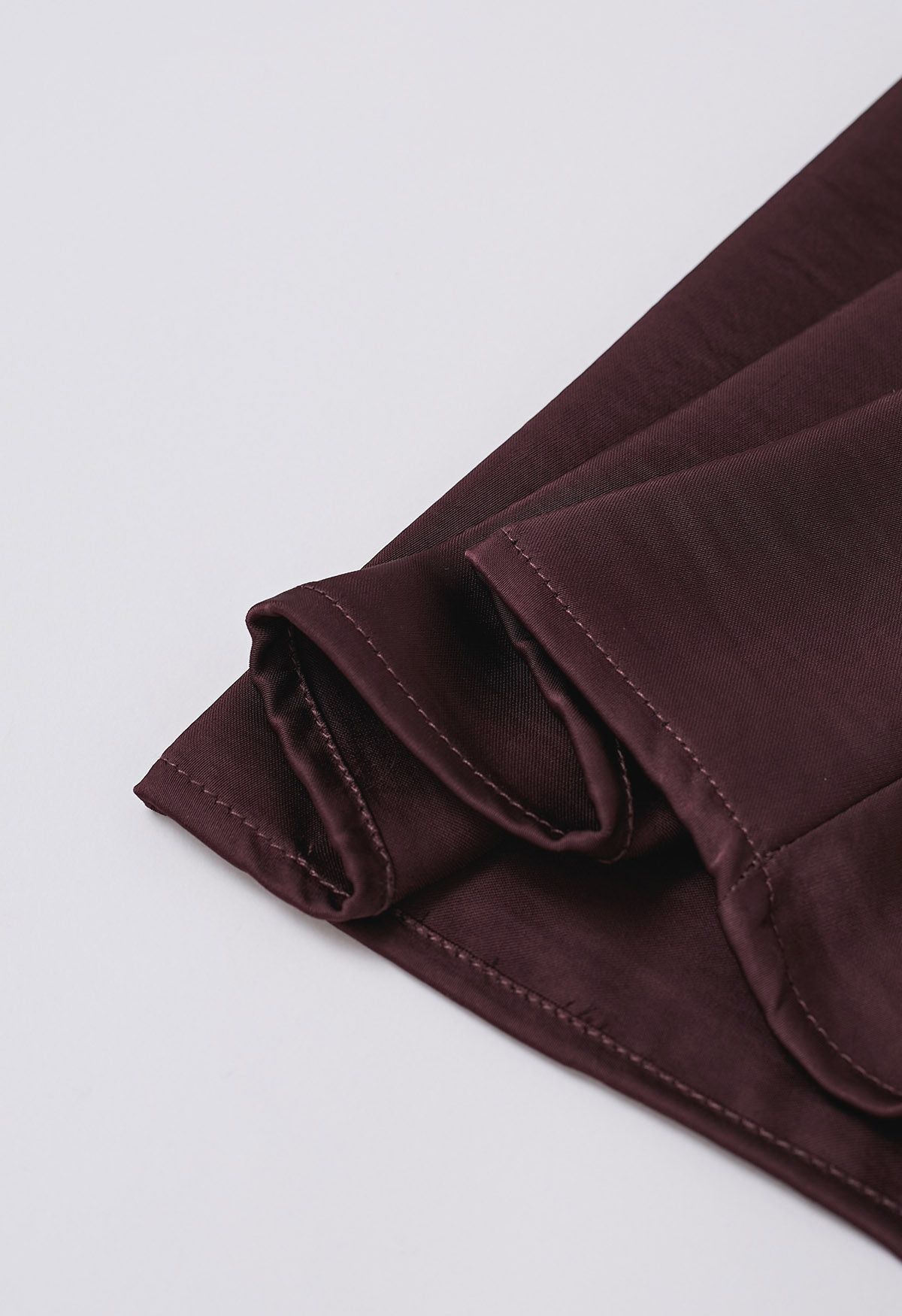 Smooth Satin Pull-On Pants in Burgundy