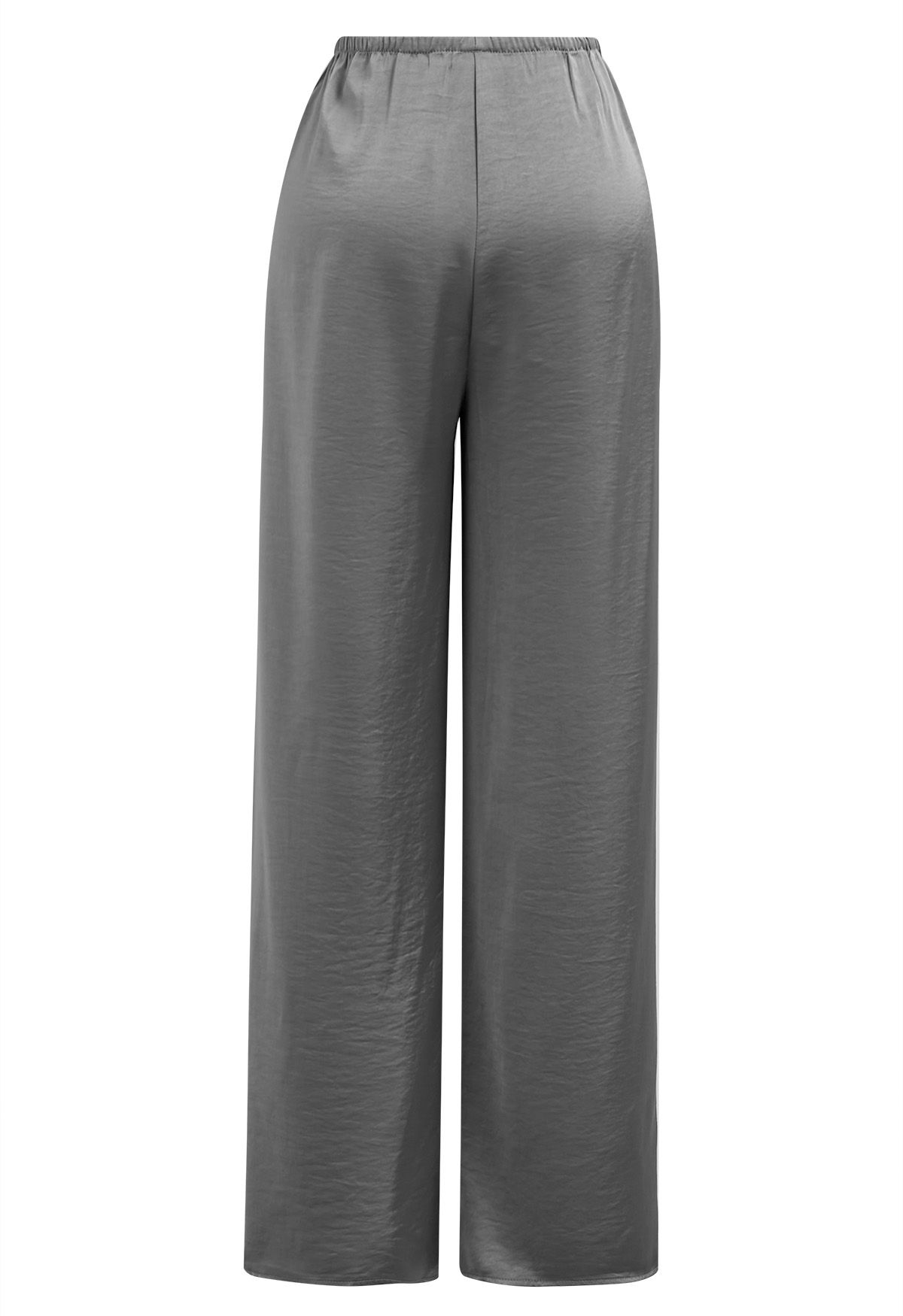 Smooth Satin Pull-On Pants in Grey