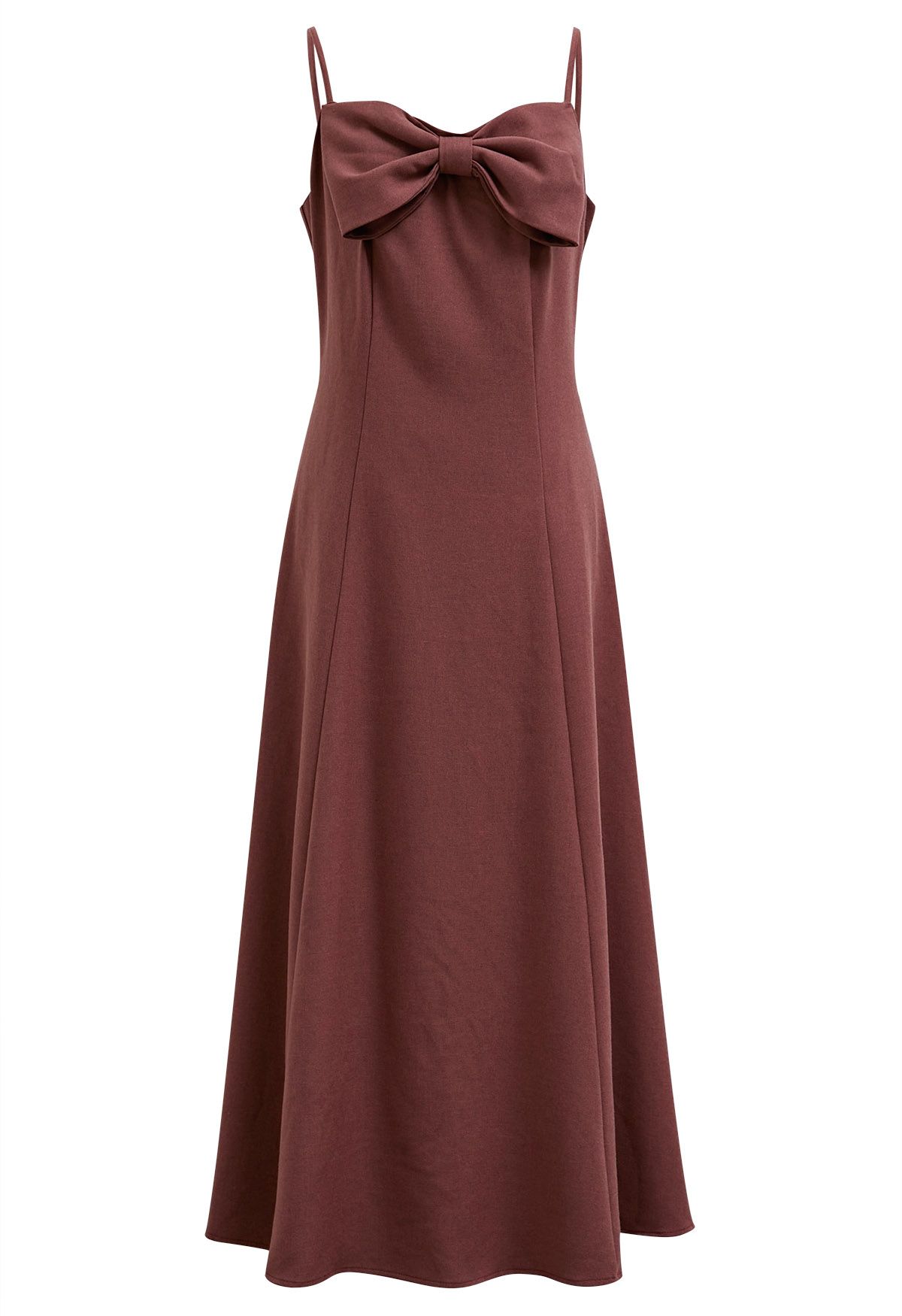 Bowknot Decor Seam Details Cami Dress in Burgundy