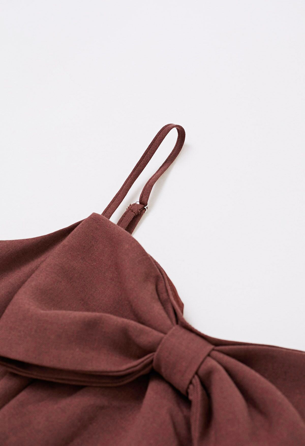 Bowknot Decor Seam Details Cami Dress in Burgundy