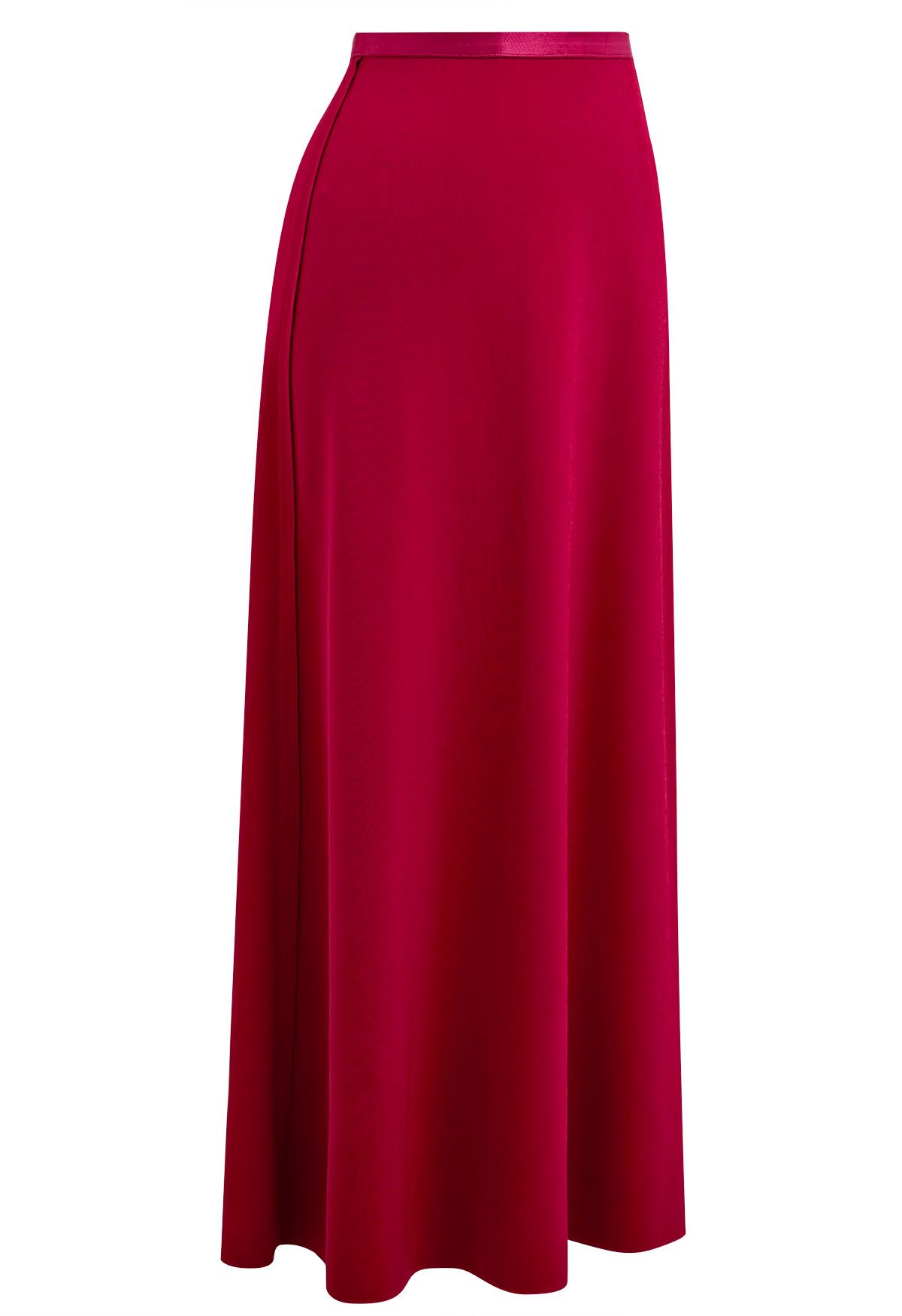 Sleeky Elastic Waist Maxi Skirt in Magenta