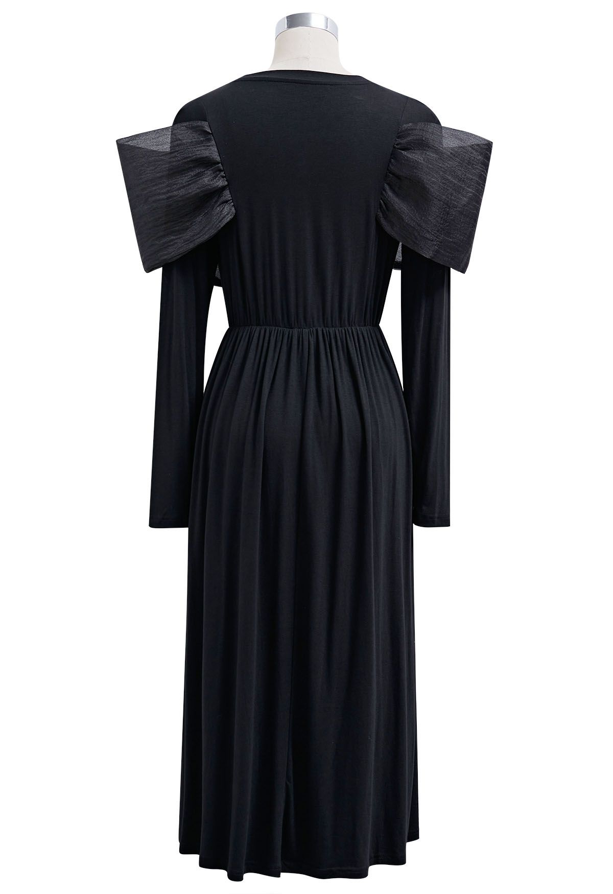 Dramatic Bowknot Long Sleeve Midi Dress