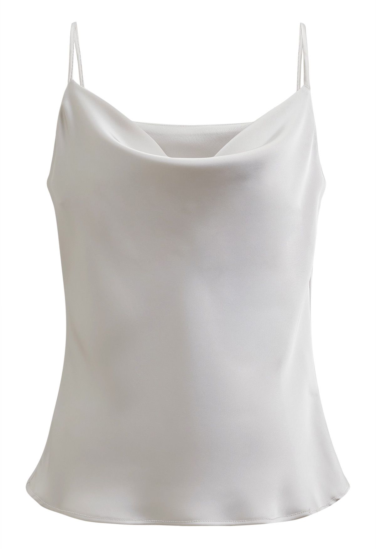 Drape Neck Satin Cami Crop Top in Ivory