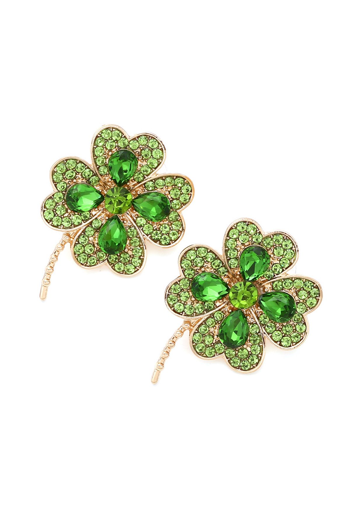 Four-Leaf Clover Earrings in Green