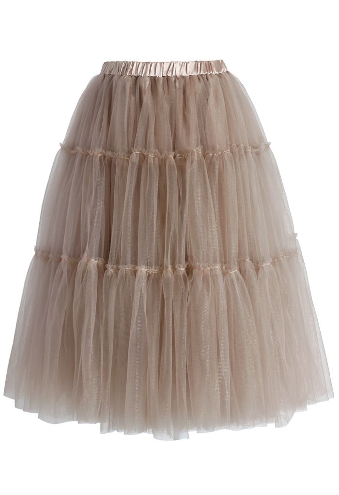 amore mesh tulle skirt in taupe
