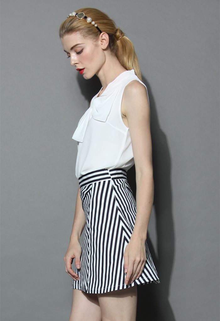 Cheers Bow Sleeveless Top in White - Retro, Indie and Unique Fashion