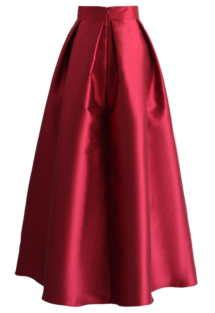 Bowknot Pleated Full Maxi Skirt in Red - Retro, Indie and Unique Fashion