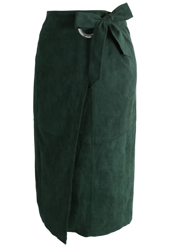 Stunning in This Suede Flap Skirt in Green - Retro, Indie and Unique ...