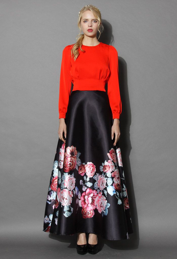 Endless Blooming Rose Maxi Skirt