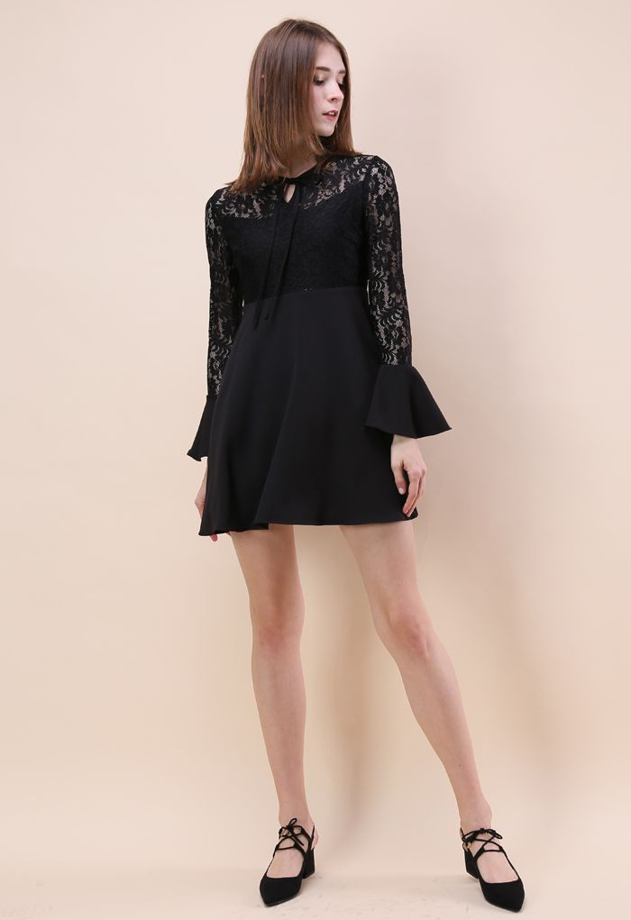Romantic Twirl Lace Dress in Black - Retro, Indie and Unique Fashion