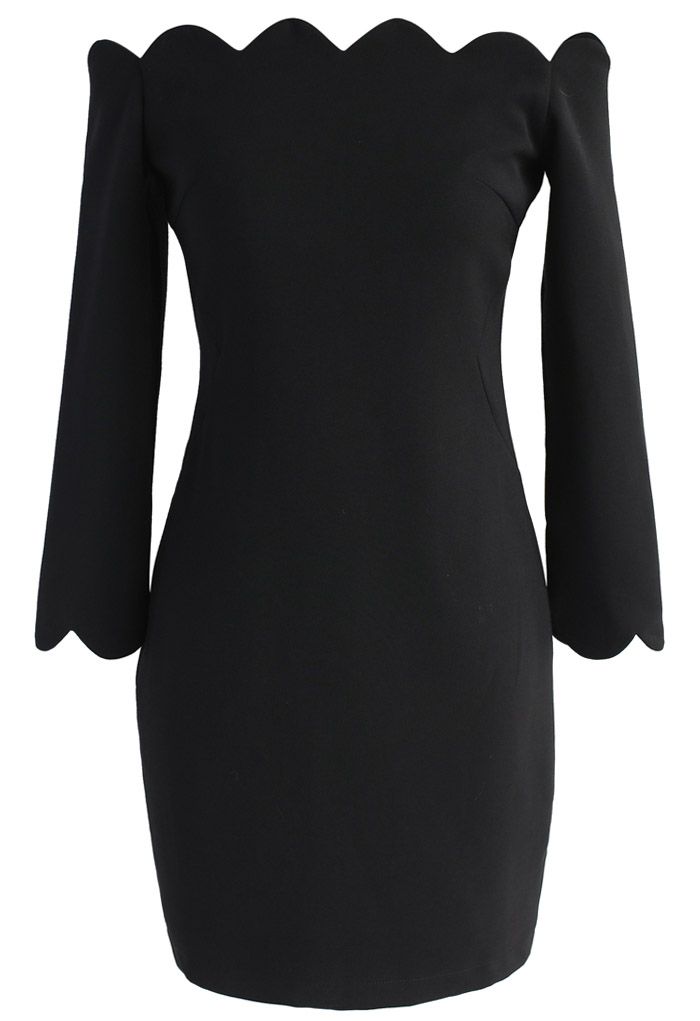 The Era of Your Charm Off-shoulder Shift Dress in Black - Retro, Indie ...
