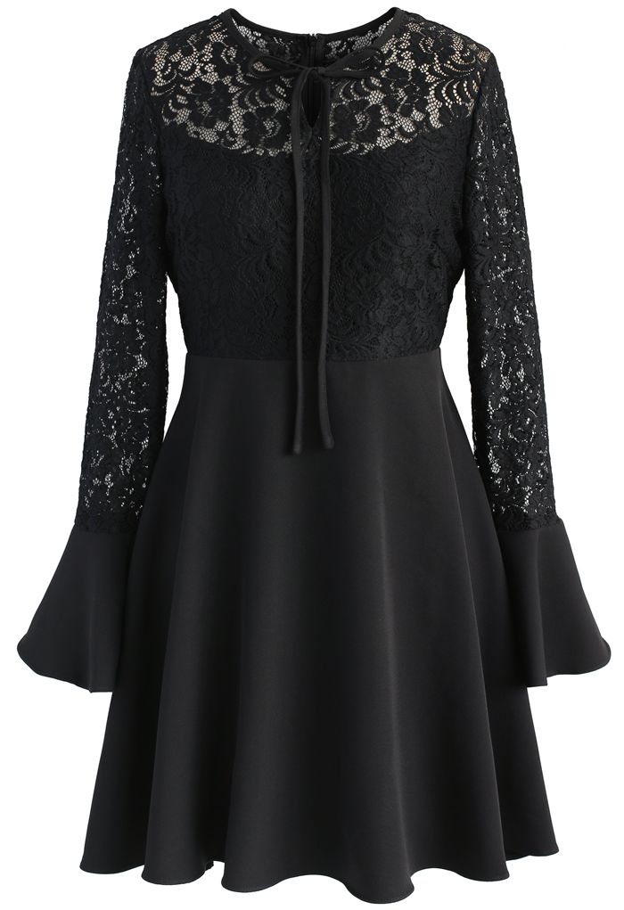 Romantic Twirl Lace Dress in Black - Retro, Indie and Unique Fashion