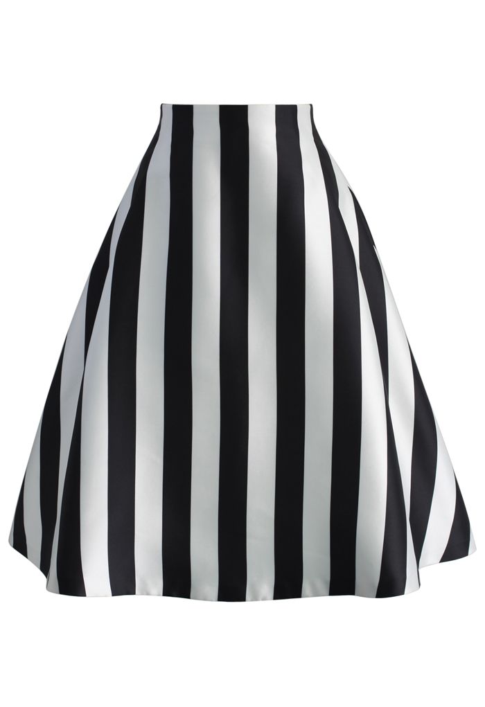 Adorable Stripe Pleated A-Line Midi Skirt - Retro, Indie and Unique Fashion