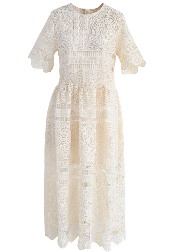 With Your Ingenuity Crochet Dress in Beige - Retro, Indie and Unique ...