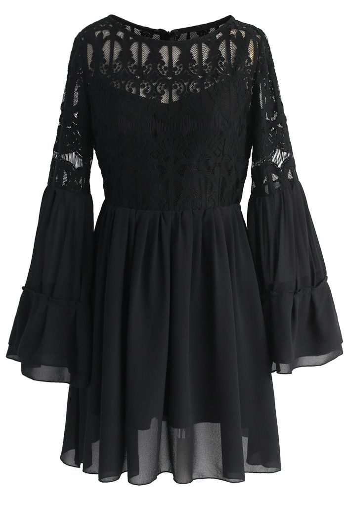 Fetching Baroque Lace Chiffon Dress in Black - Retro, Indie and Unique ...