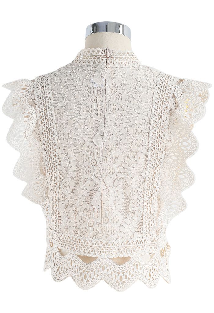 Your Sassy Start Sleeveless Crochet Lace Top in Beige - Retro, Indie ...
