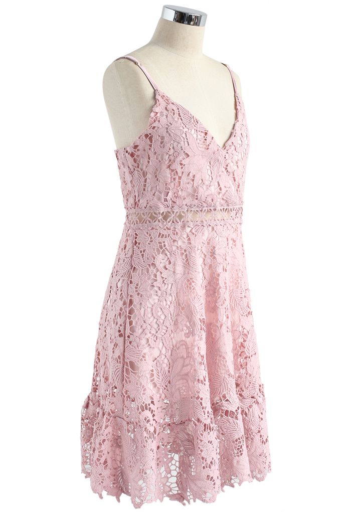Pink Full Crochet Cami Dress - Retro, Indie and Unique Fashion