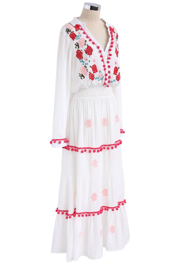 Stay Romance Embroidered Maxi Dress - Retro, Indie and Unique Fashion