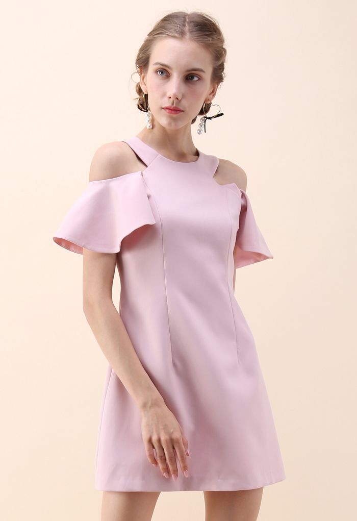 Twirling Into the Weekend Cold-Shoulder Dress in Pink