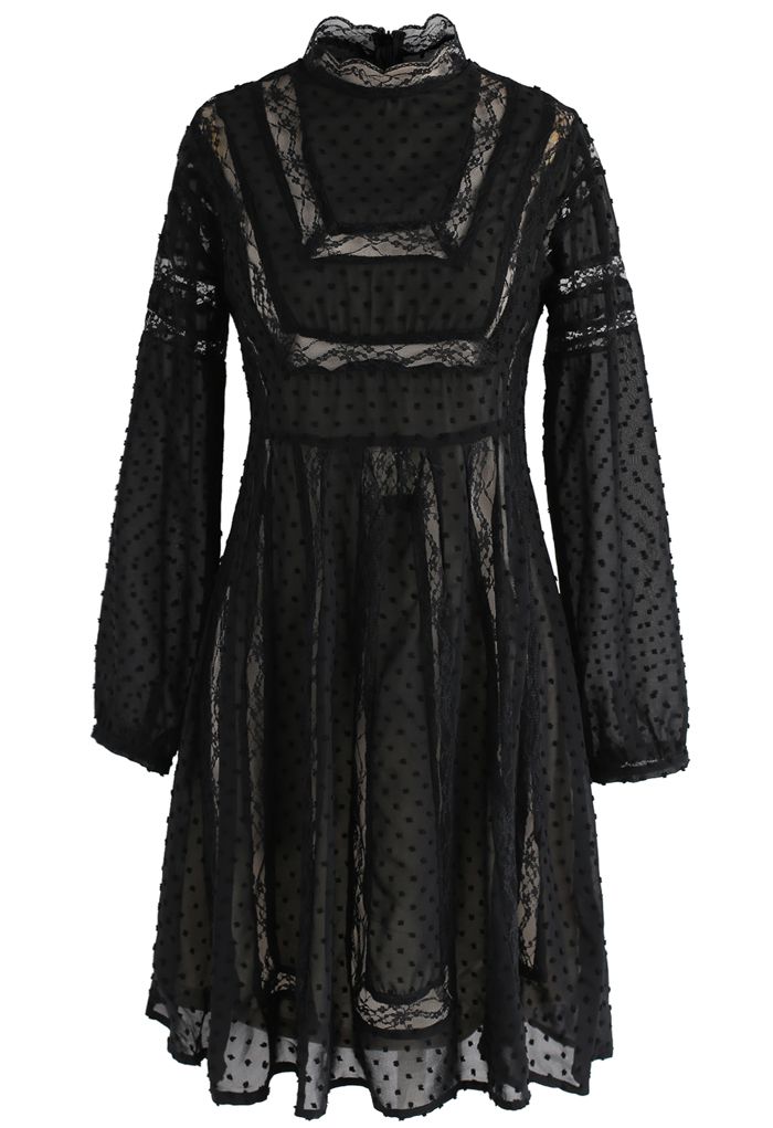 Alluring Maze Chiffon Lace Dress in Black - Retro, Indie and Unique Fashion