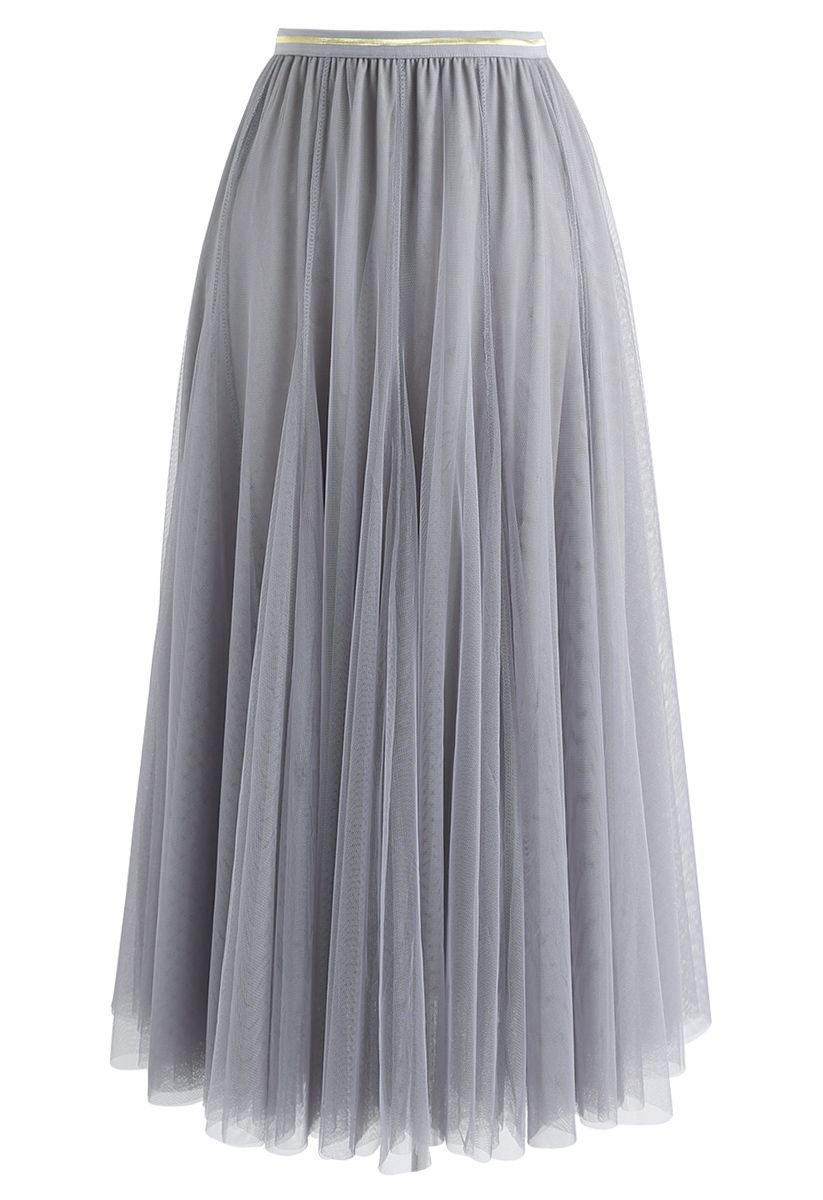 grey tulle skirt maxi