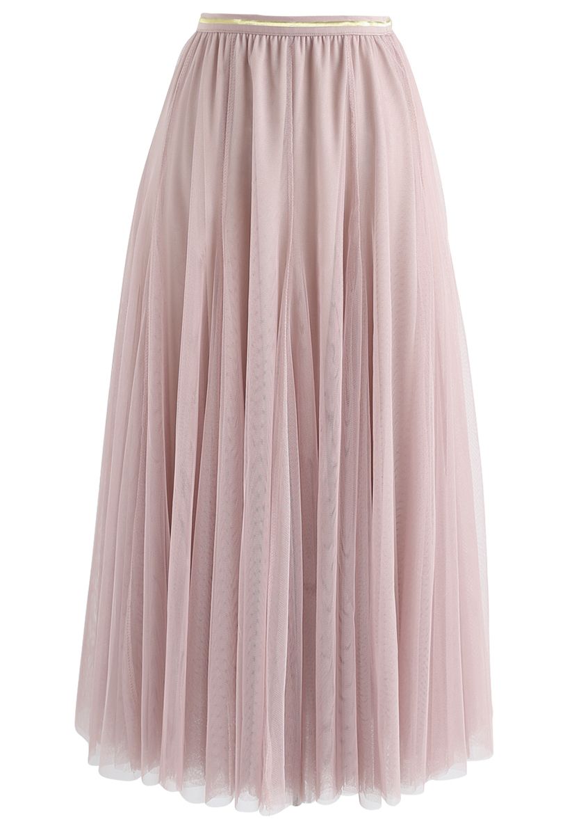 My Secret Garden Tulle Maxi Skirt in Pink - Retro, Indie and