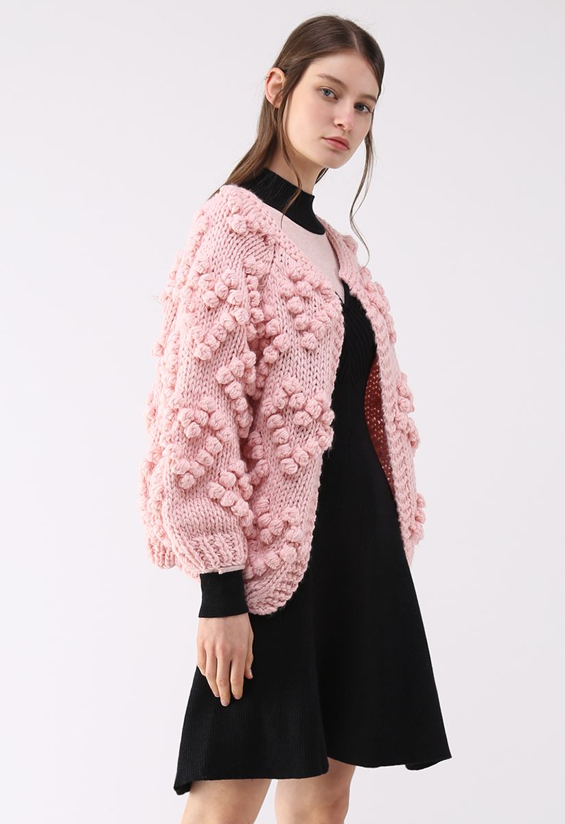 Knit Your Love Cardigan in Unique and Fashion - Pink Indie Retro