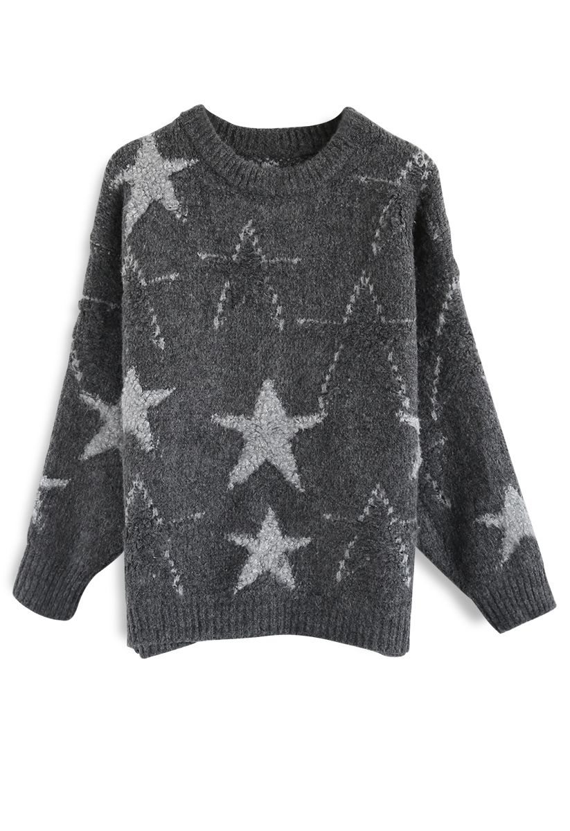 Counting Stars Knit Sweater in Grey