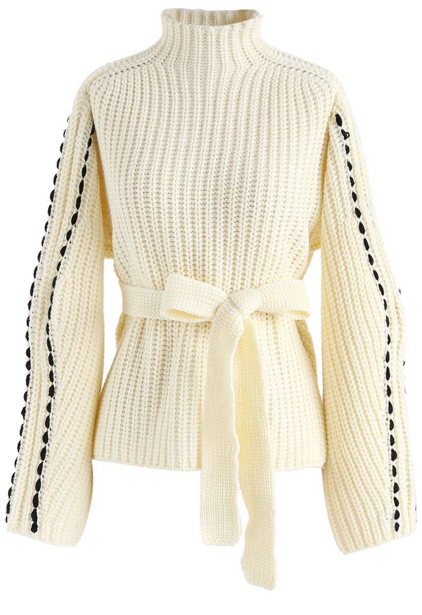 Tie My Style Knit Sweater in Cream