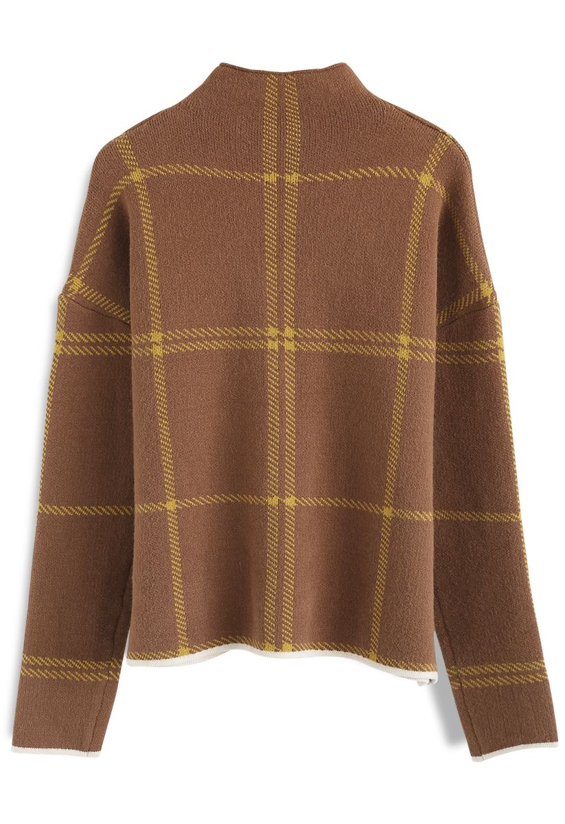Snug Contract Grid Knit Sweater in Caramel - Retro, Indie and Unique ...