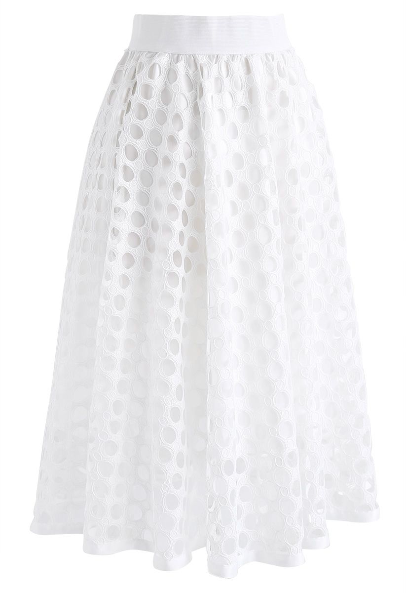 Charming Honeycomb A-Line Midi Skirt in White - Retro, Indie and Unique ...