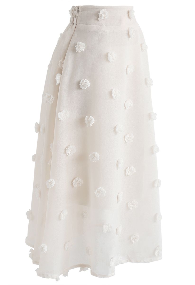 Cotton Candy Sheer 3D Flower Skirt in Cream - Retro, Indie and Unique ...