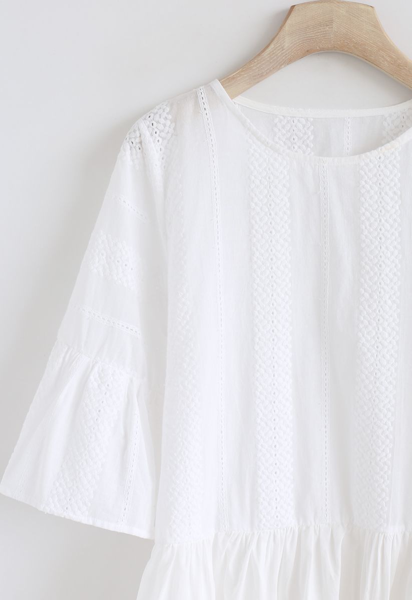 Making It Easy Dolly Hi-Lo Top in White - Retro, Indie and Unique Fashion