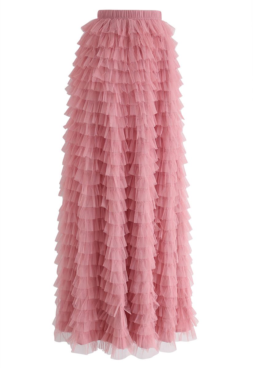 Swan Cloud Maxi Skirt in Rouge Pink - Retro, Indie and Unique Fashion