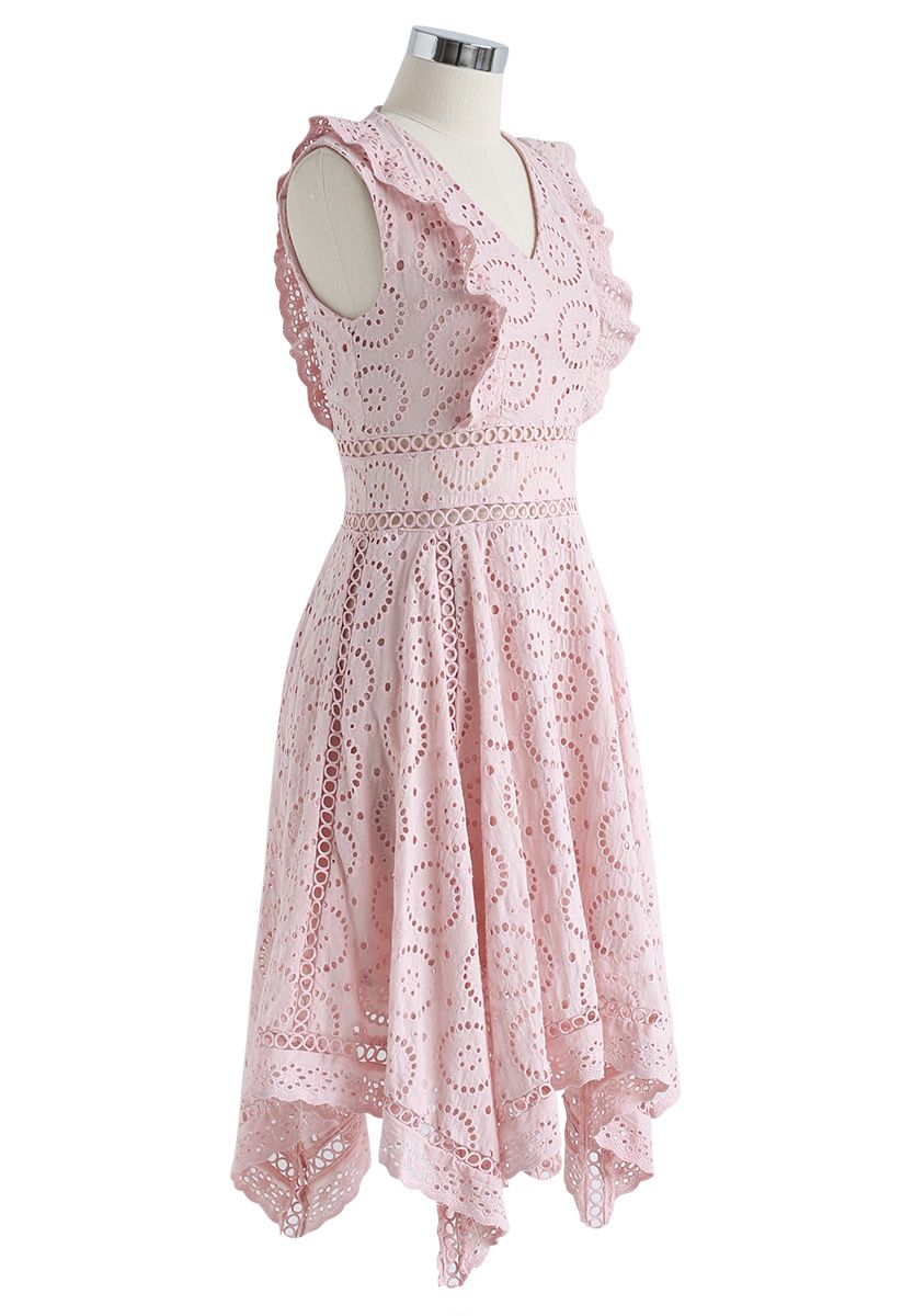 A Divine Dream Floral Eyelet Dress in Pink - Retro, Indie and Unique ...