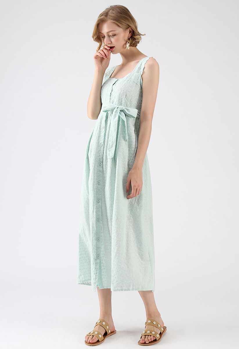 Find Love in Embroidered Cami Dress in Green - Retro, Indie and Unique ...