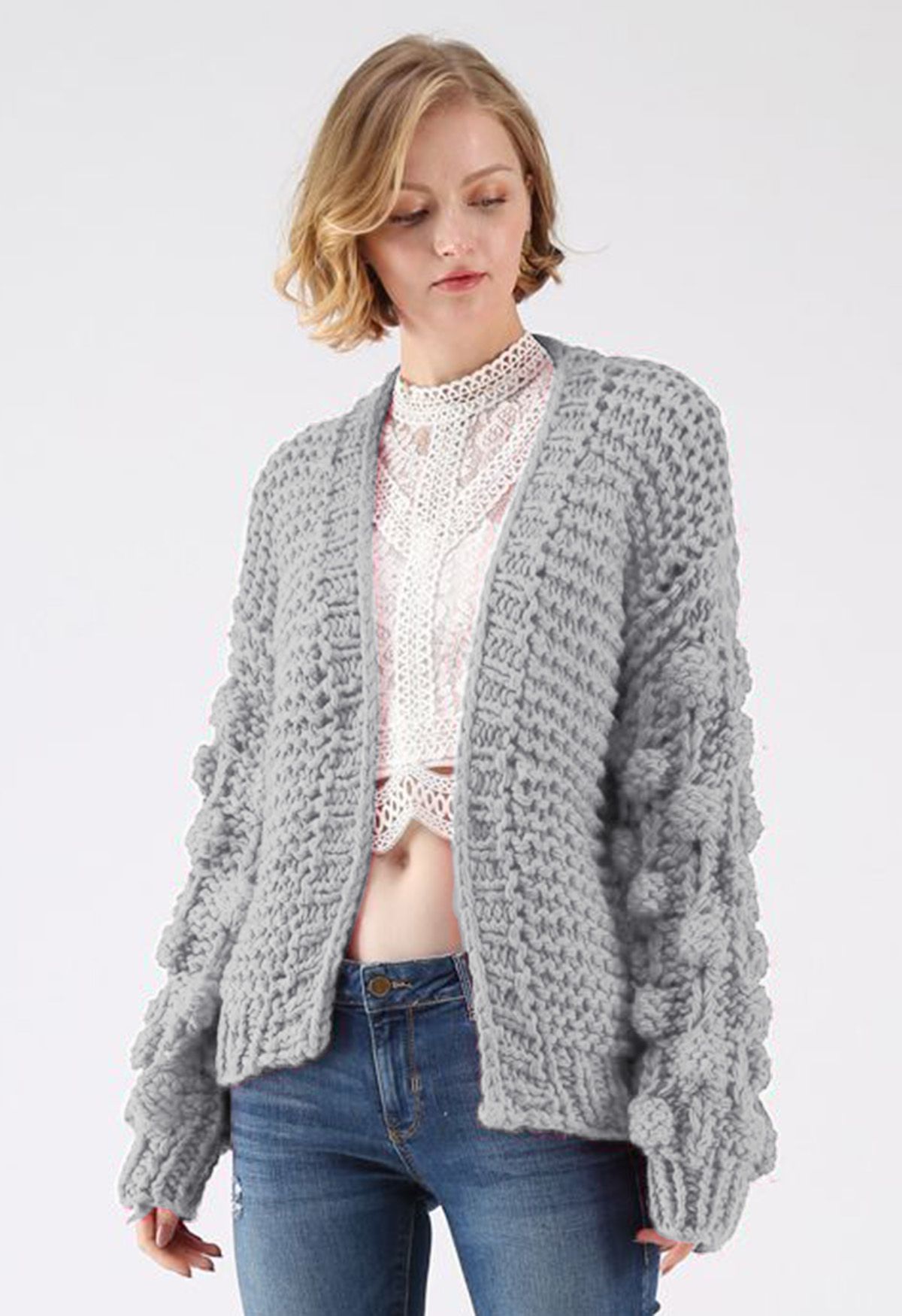 System long-sleeve knitted cardigan - Neutrals