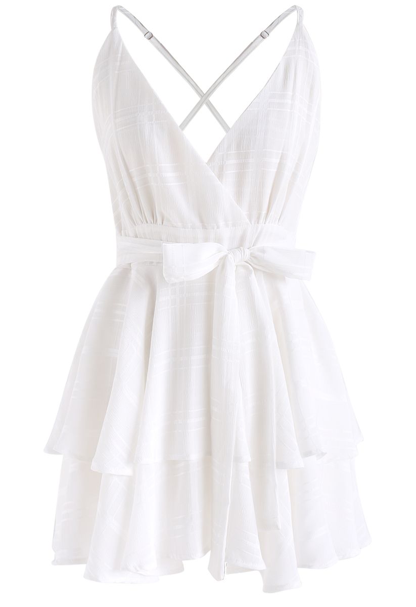 Dare To Dream Cross Back Cami Mini Dress in White - Retro, Indie and ...